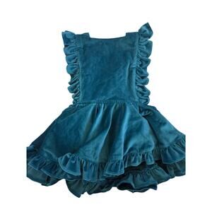 Numi Teal Velvet Pinafore